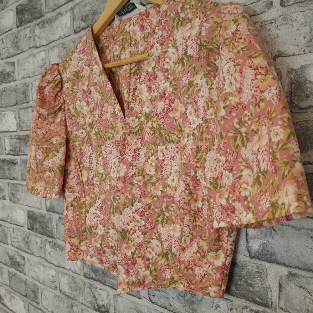 Vintage Laura Ashley Dress & Jacket Size 10 12 Floral Pink Cotton STUNNING - Picture 7 of 16